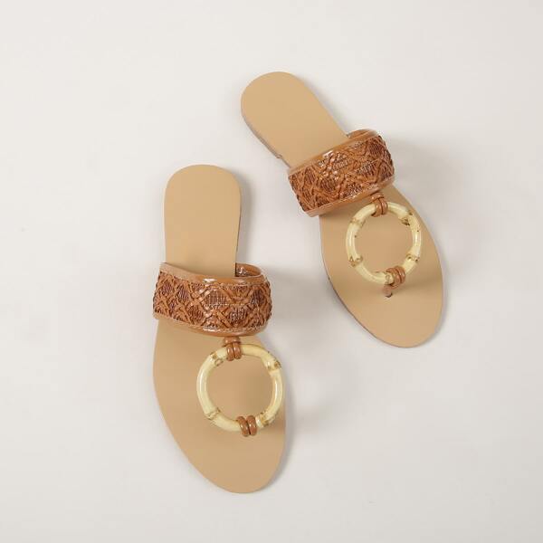 

Braided Design Thong Sandals, Brown