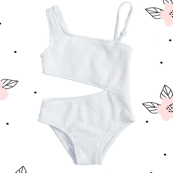 

Baby Girl Cut Out One Piece Swimsuit, White
