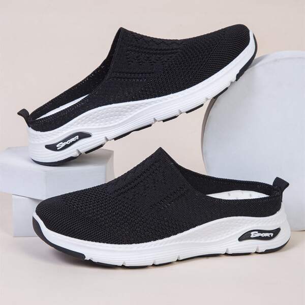 

Letter Decor Mule Sneakers, Black