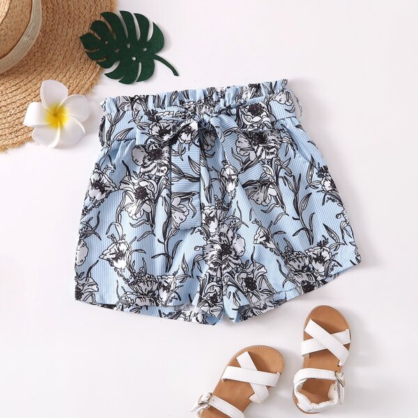 

Girls Floral & Striped Belted Shorts, Multicolor
