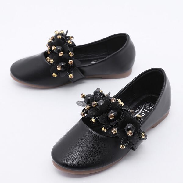 

Toddler Girls Rhinestone Decor Flats, Black