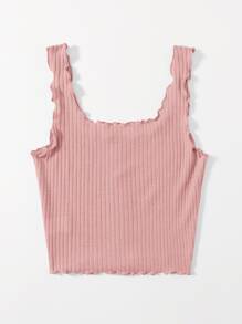 SHEIN EZwear Top tank tejido de canalé en forma de lechuga - Rosa Pálido - Ver 2