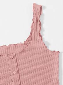 SHEIN EZwear Top tank tejido de canalé en forma de lechuga - Rosa Pálido - Ver 5