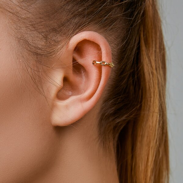 

1pc Chain Design Ear Cuff, Gold