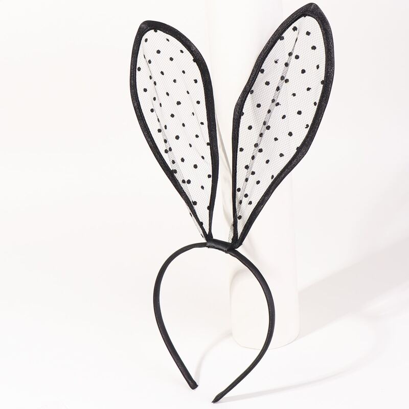 

Polka Dot Ear Decor Headband, Black