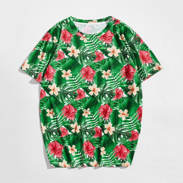 

Men Tropical & Floral Print Tee, Multicolor