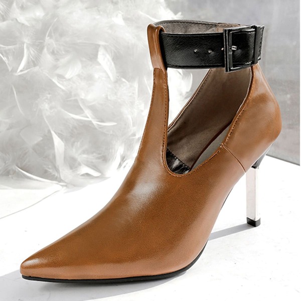 

Point Toe Cut Out Buckle Pumps, Brown