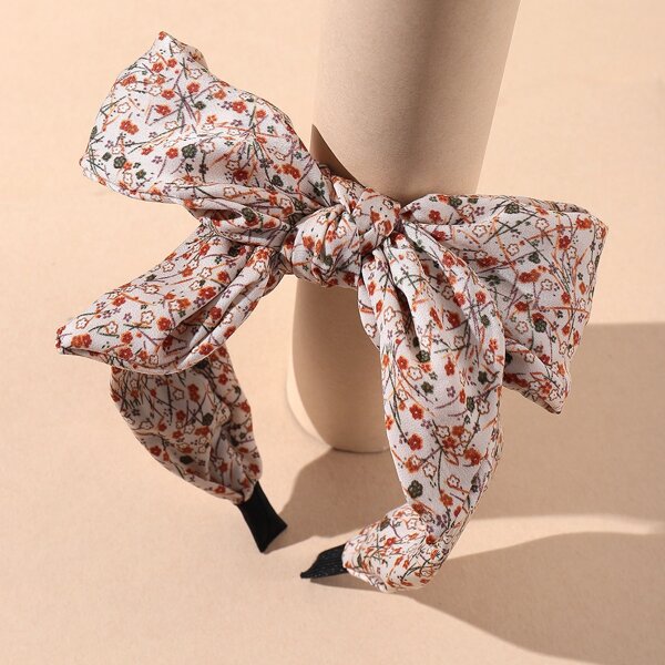 

Flower Print Bow Decor Headband, Multicolor