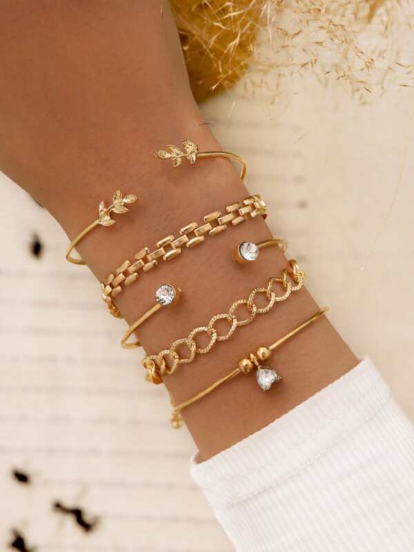 5pcs Leaf Decor Bracelet