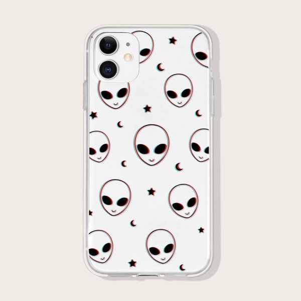 

Alien Pattern Phone Case, Clear