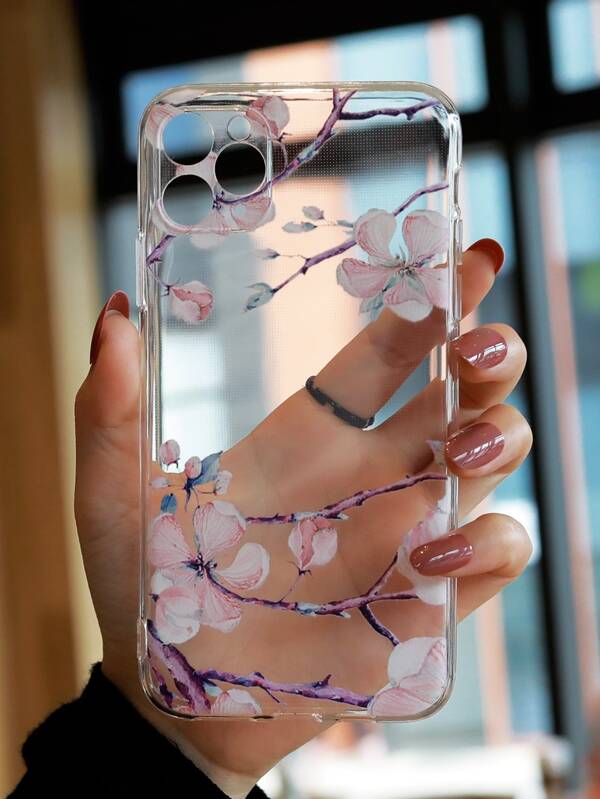 Flower Pattern Clear Phone Case SHEIN USA