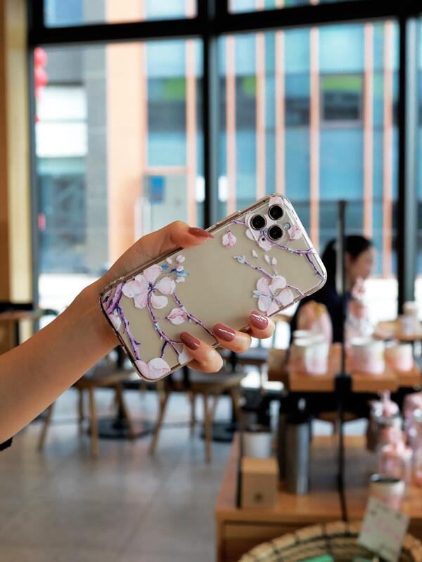 Flower Pattern Clear Phone Case SHEIN USA