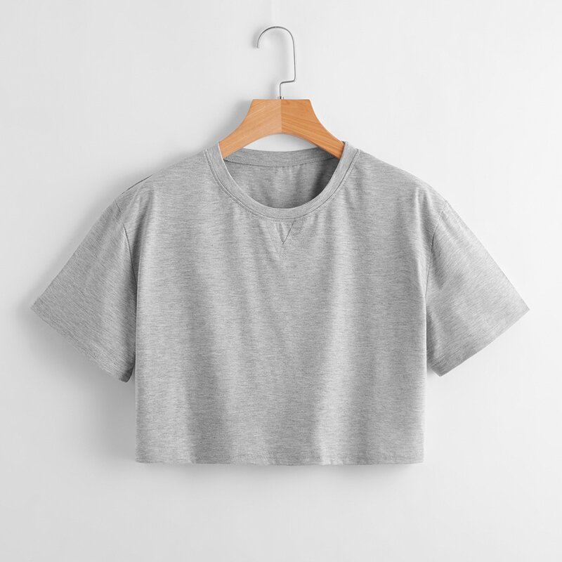 

Solid Crop Tee, Light grey