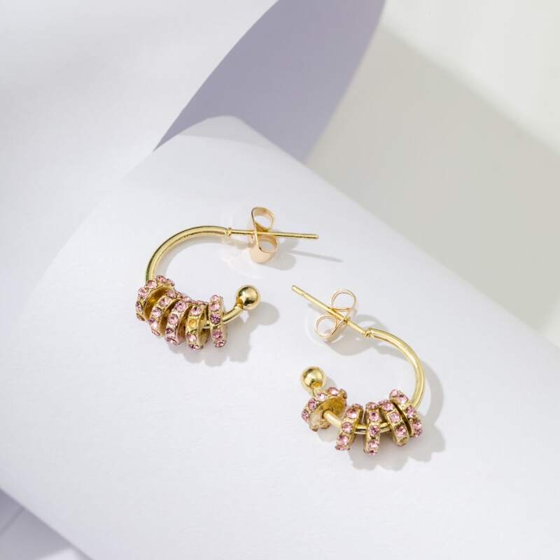 

1pair Rhinestone Decor Earrings, Pink