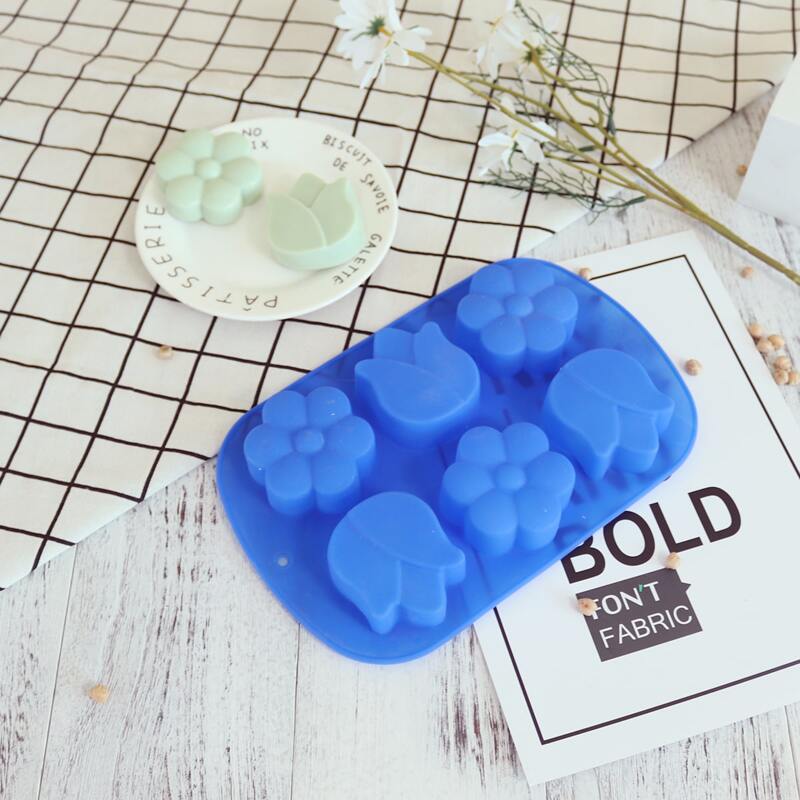 

1pc 6 Hole Cake Mold, Blue