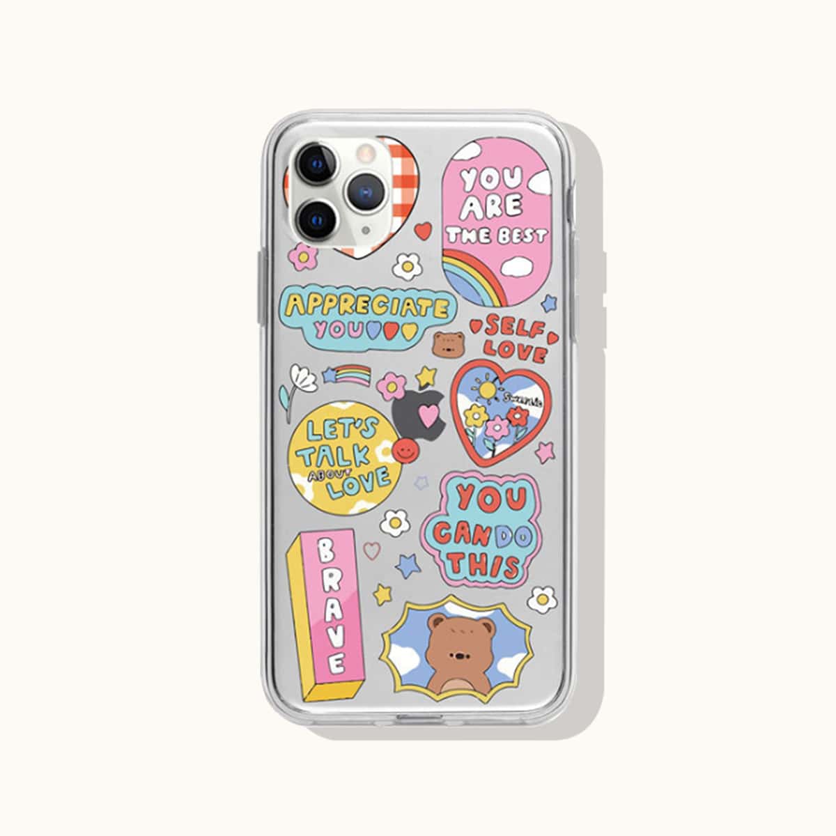 

Cartoon Slogan Pattern Phone Case, Multicolor