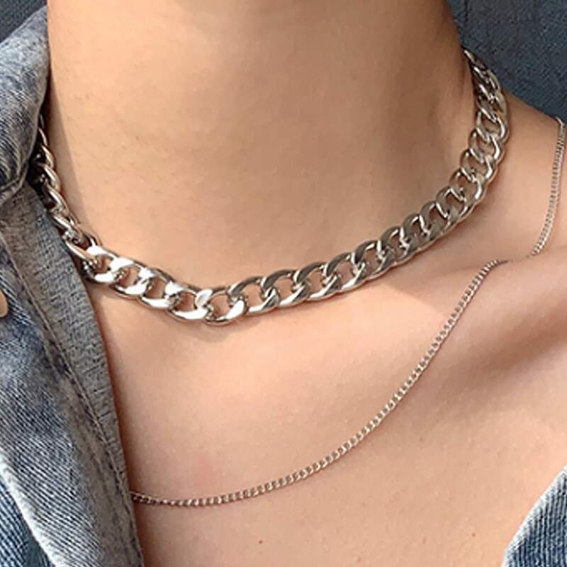 

Layered Chain Necklace, Silver