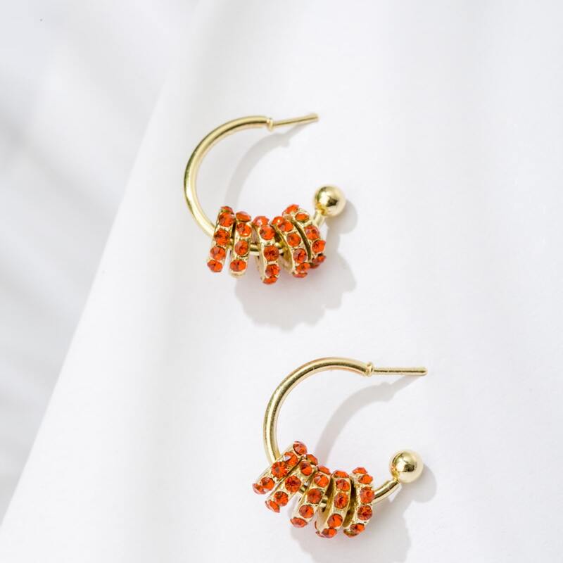 

1pair Rhinestone Decor Earrings, Multicolor