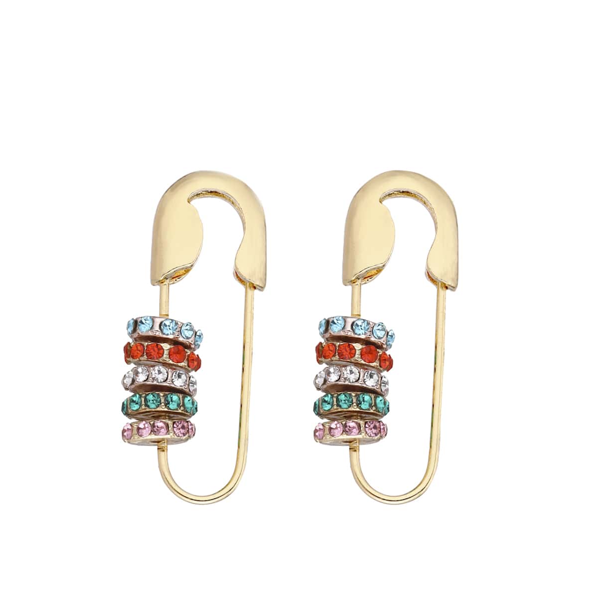 

1pair Rhinestone Decor Earrings, Multicolor