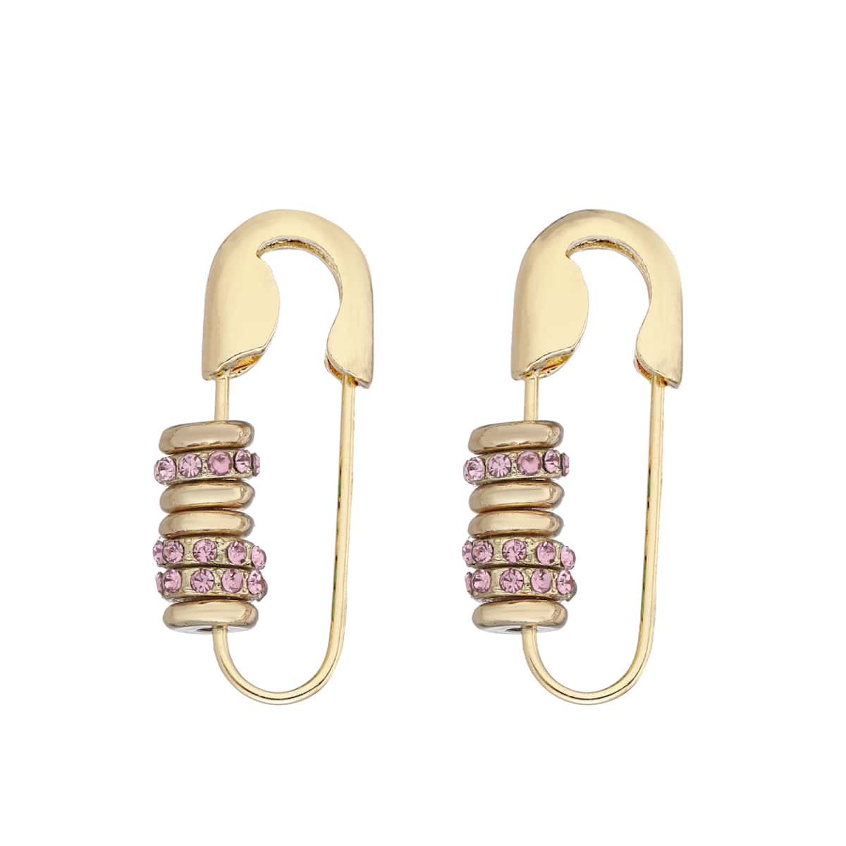 

1pair Paper Clip Design Earrings, Pink