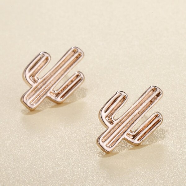 

Cactus Design Stud Earrings, Rose gold