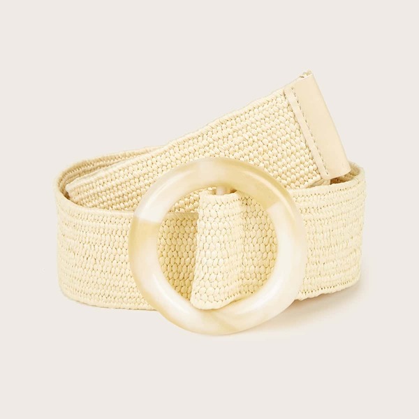 

Round Buckle Belt, Beige