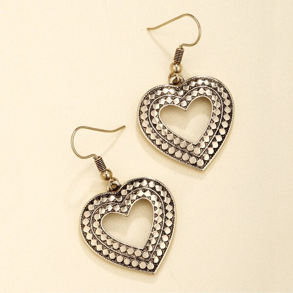 

Heart Drop Earrings, Gold