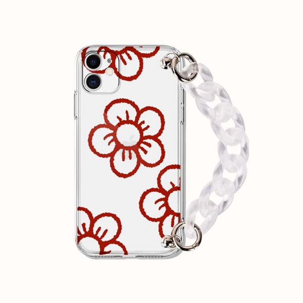 

Flower Pattern Hand Strap Phone Case, Red
