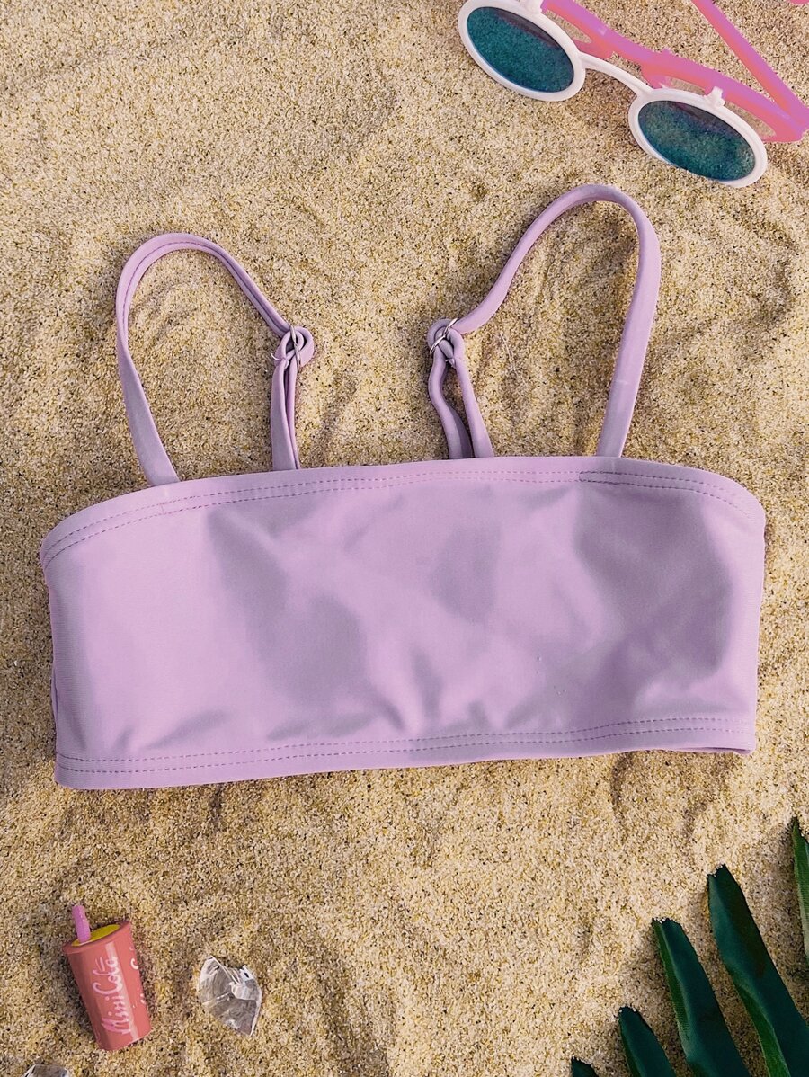 Baby Girl Solid Bikini Top - Purple - View 1