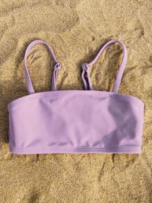 Baby Girl Solid Bikini Top - Purple - View 5