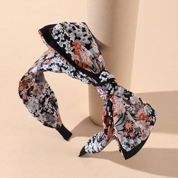 

Flower Print Bow Decor Headband, Multicolor