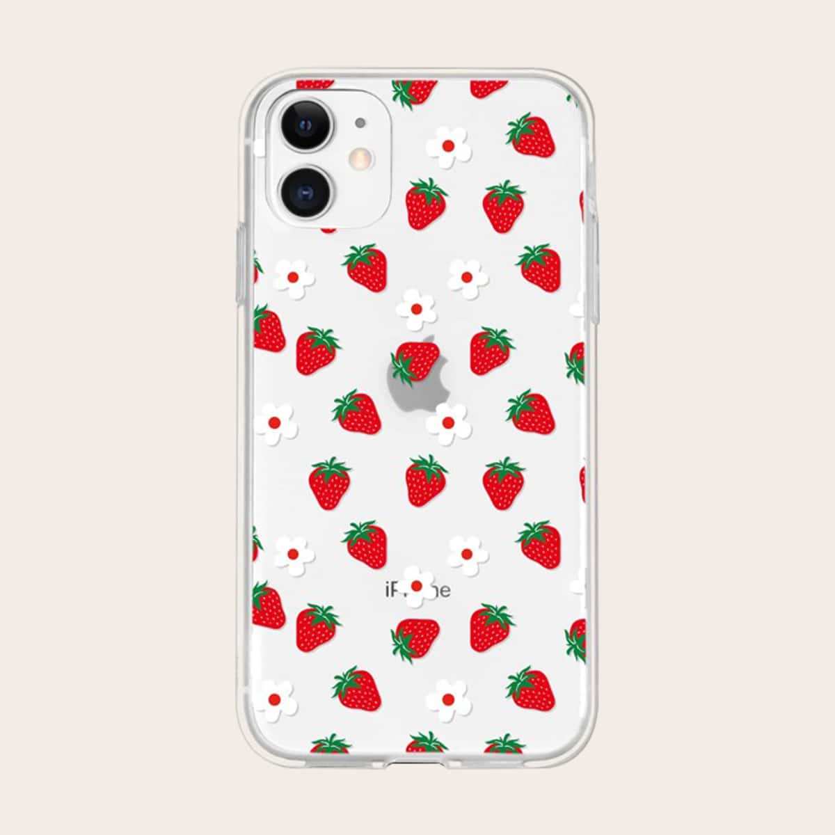 

Strawberry Pattern Phone Case, Red