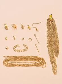 1 hộp Bộ dụng cụ phát hiện trang sức bằng kim loại có đầu sắt / Ghim mắt Gấp uốn kết thúc Đầu hạt Nút thắt / Đầu ruy băng / Phần mở rộng chuỗi xoắn Kẹp tôm hùm hợp kim Dây chuyền bằng đồng và móc bông tai Bộ phụ kiện trang sức tự làm - Vàng - Xem 3