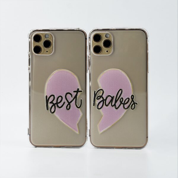 

2pcs Couple Letter Graphic Phone Case, Clear