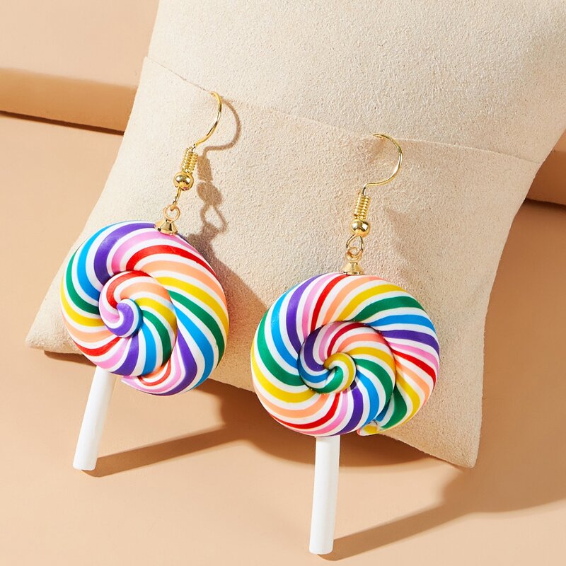 

1pair Lollipop Design Drop Earrings, Gold