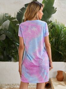 SHEIN VCAY Tie Dye Tee Dress - Multicolor - View 2