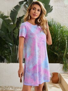 SHEIN VCAY Tie Dye Tee Dress - Multicolor - View 3