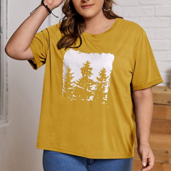 

Plus Plants Print Short Sleeve Tee, Yellow