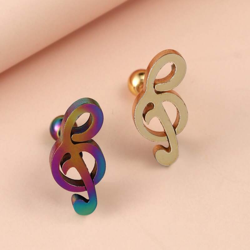 

2pcs Musical Note Design Earrings, Multicolor