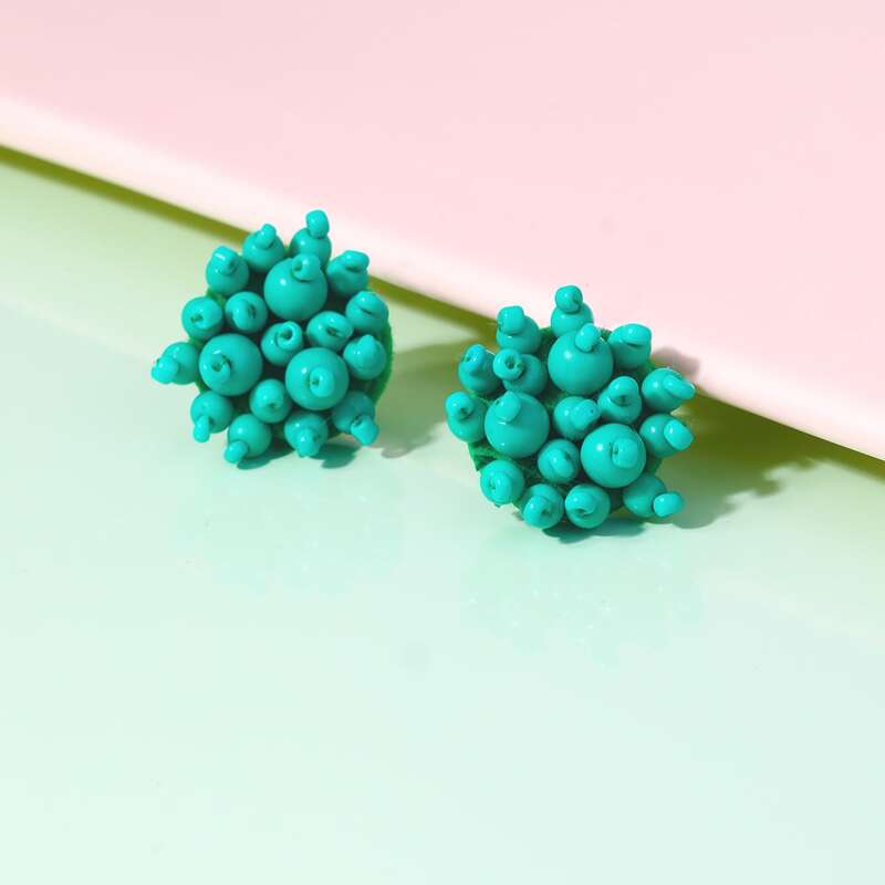 

Beaded Stud Earrings, Green