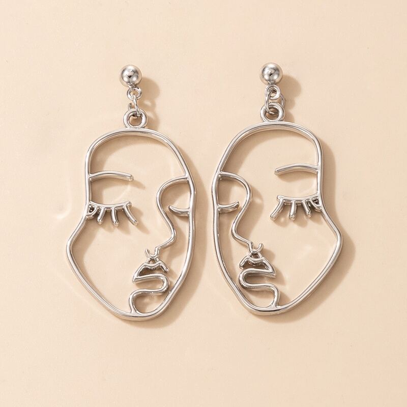 

1pair Figure Design Drop Earrings, Silver