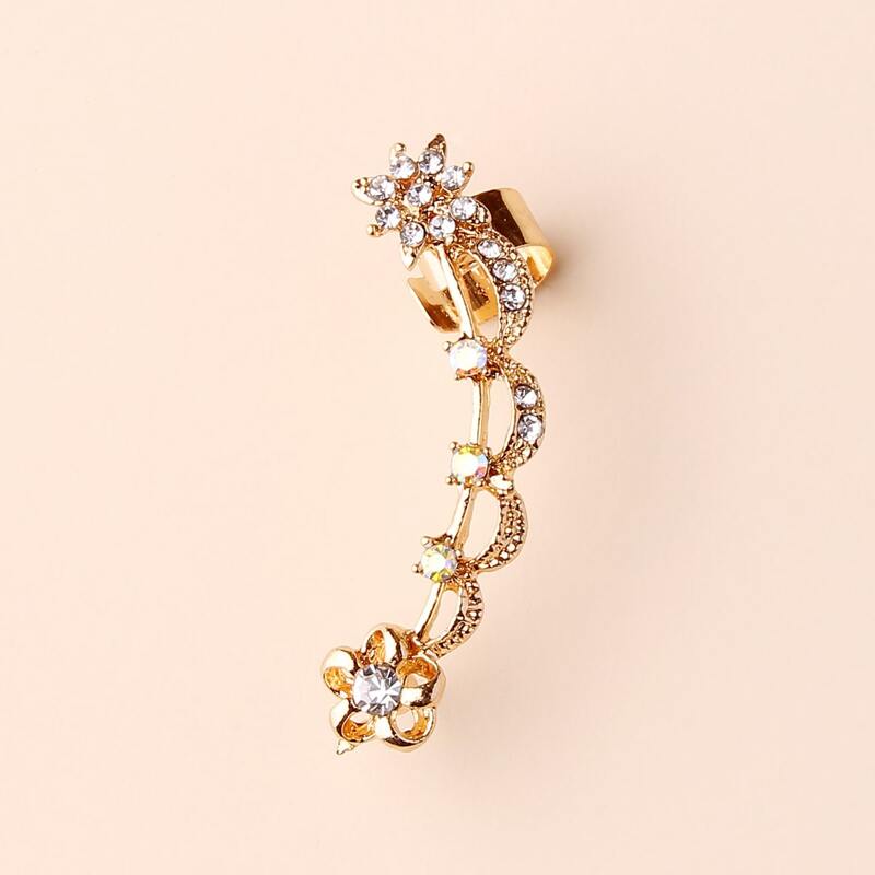

1pc Rhinestone Decor Earring, Gold