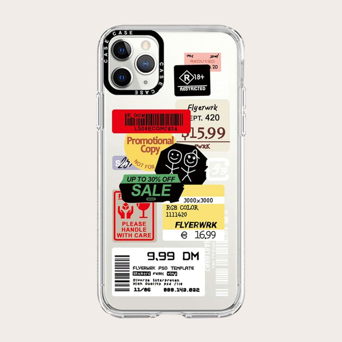 

Letter Pattern Phone Case, Multicolor