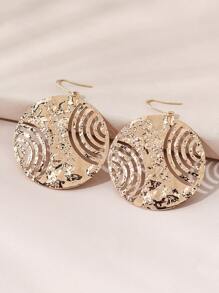 1 Cặp Hoa tai tròn lồi và lõm 3D phóng đại, Thích hợp cho trang phục hàng ngày, hẹn hò và chụp ảnh của phụ nữ - Vàng - Xem 3