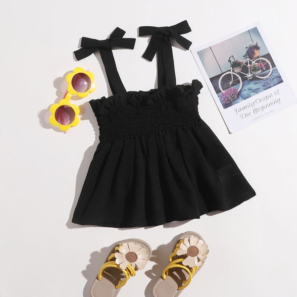 

Toddler Girls Shirred Knot Cami Top, Black