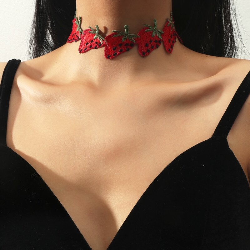 

Strawberry Design Necklace, Red