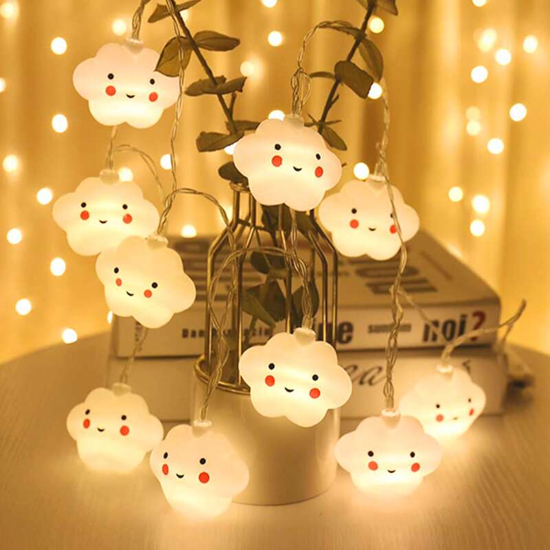 

1pc String Light With 10pcs Cloud Bulb, Yellow