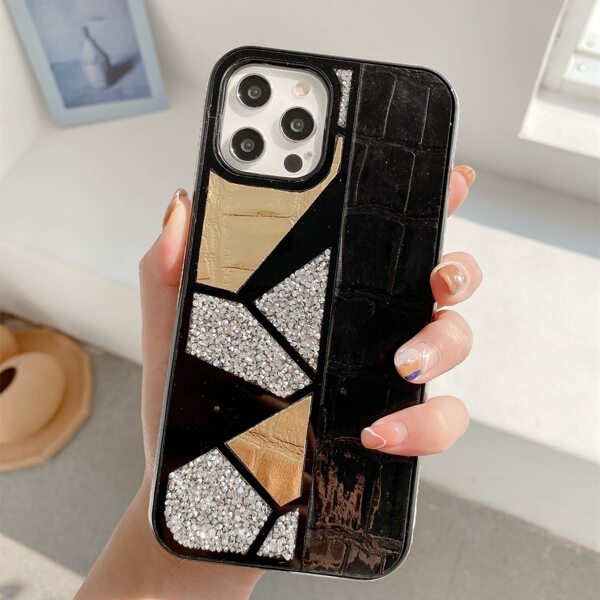 

Rhinestone Decor Crocodile Pattern Phone Case, Black