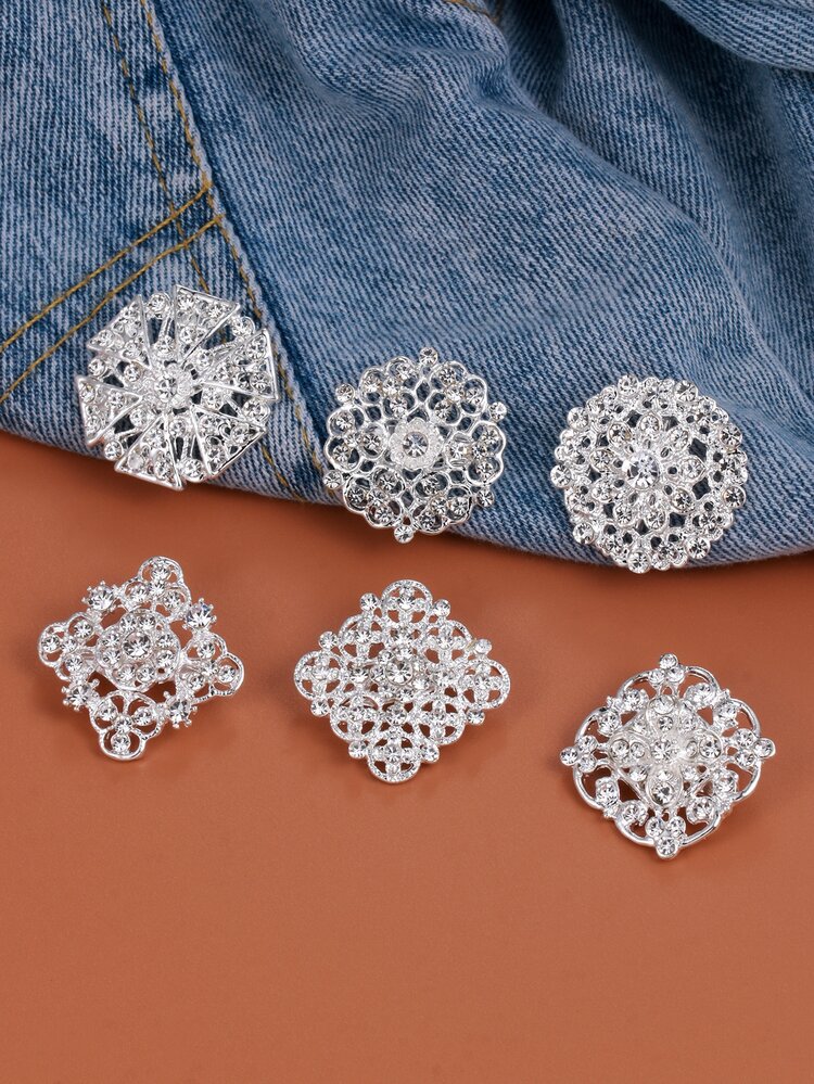 12pcs Rhinestone Decor Brooch - Silver - View 3