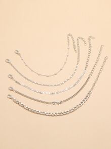 5 cái Lá thư & Đồ trang trí Ngọc Trai giả Vòng tay - Bạc - Xem 2